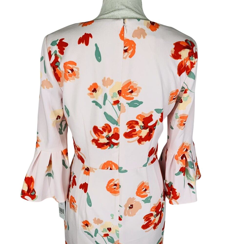 New Donna Morgan Womans Sz 6 Dress Floral Crepe Bell Sleeve NWT - Picture 6 of 7